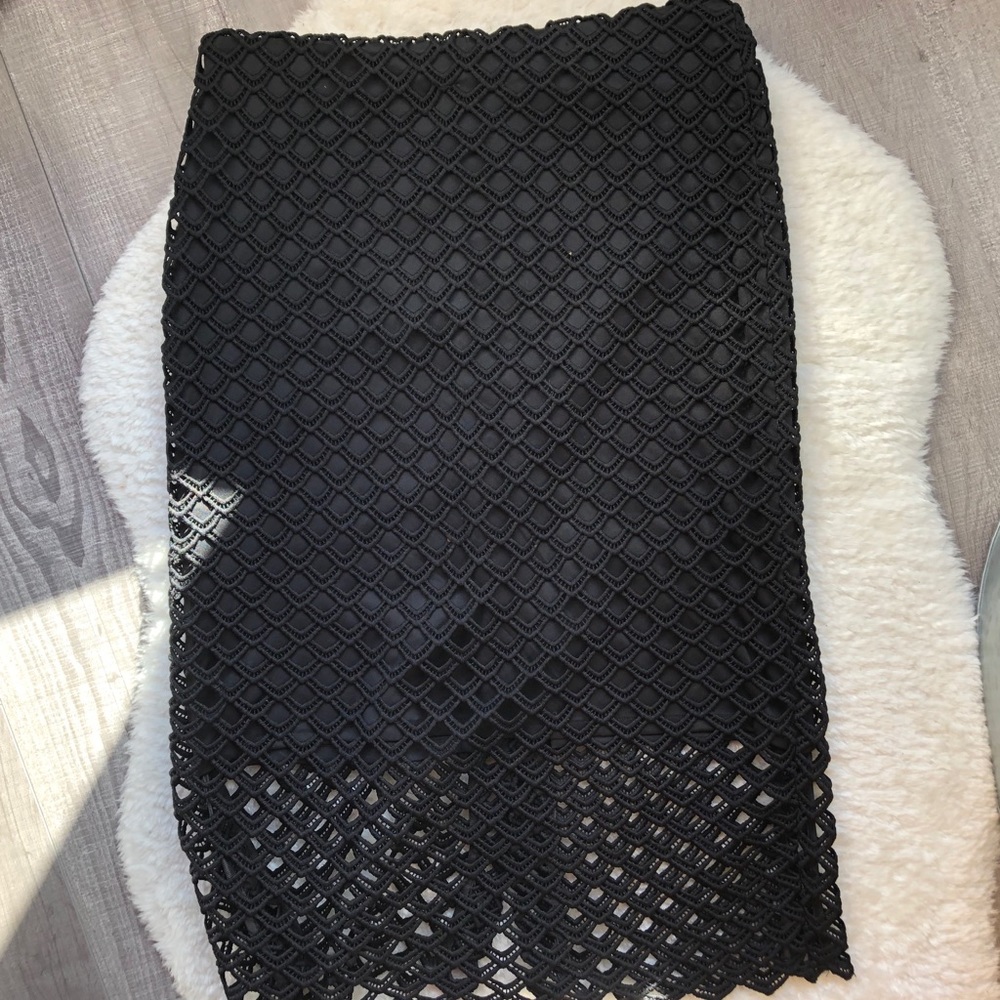 Zara Black Lace Pencil Skirt XS